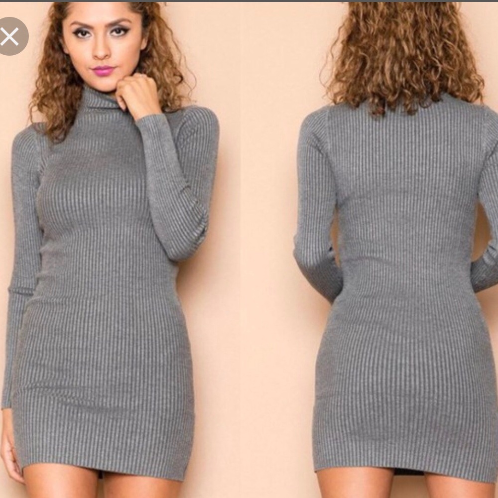 NEW forever 21 grey ribbed bodycon dress